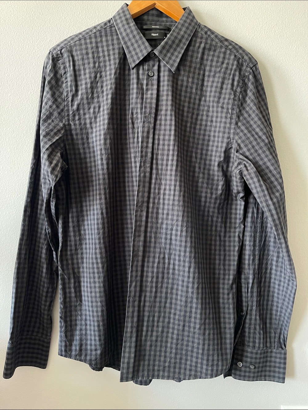Filippa K Slim Fit Charcoal Gingham Dress Shirt